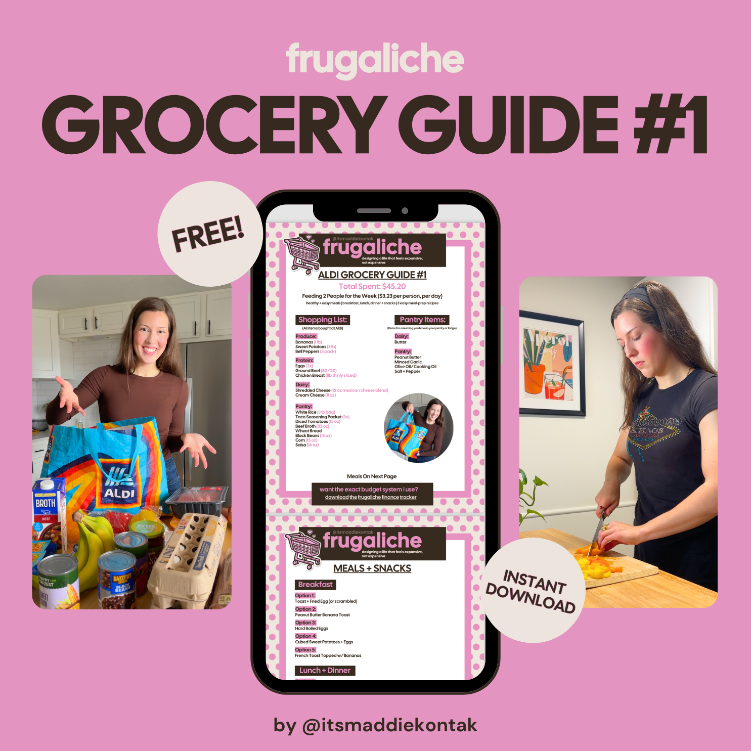 Frugaliche Aldi Grocery Guide #1 by @itsmaddiekontak [FREE DIGITAL DOWNLOAD]